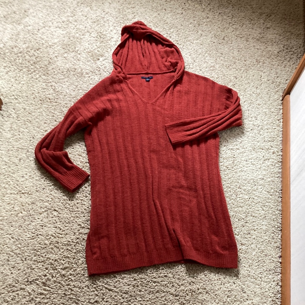 American Eagle red hooded sweater dress